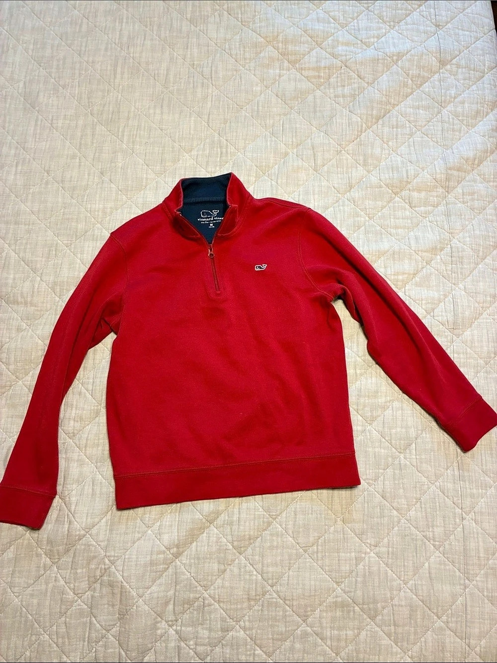Vineyard Vines Kids Pima Cotton Quarter-Zip Pullover Red Medium